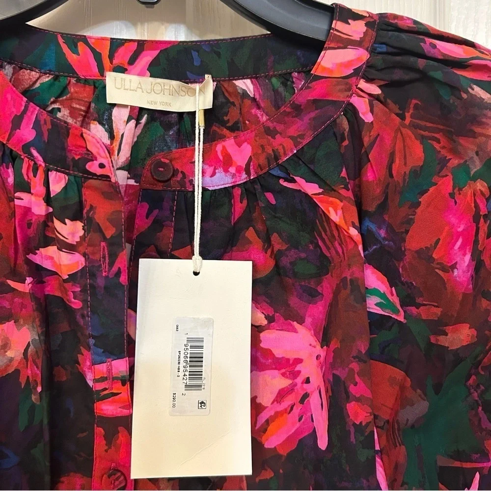 Ulla Johnson Hibiscus Vienne Blouse in Hibiscus Size 2